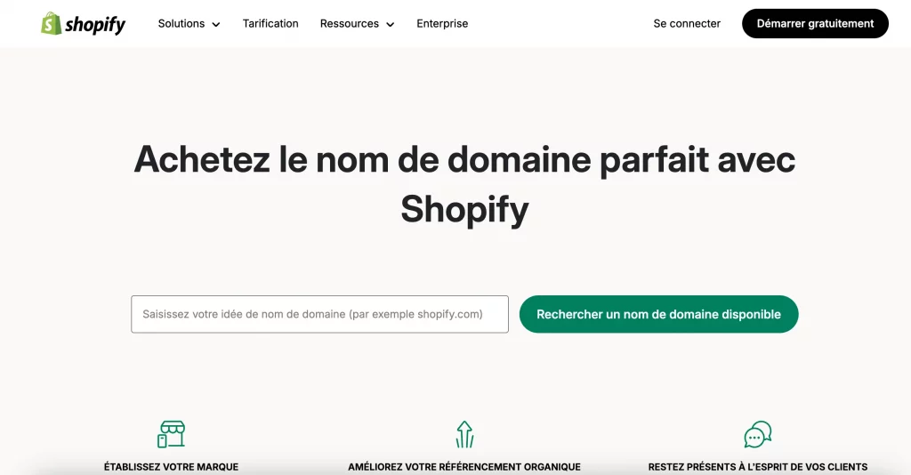 Création de nom de domaine avec Shopify