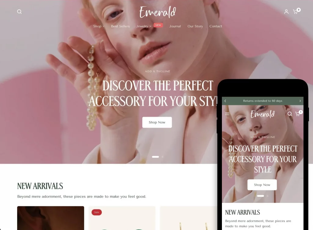 Example of a Shopify theme for luxury goods