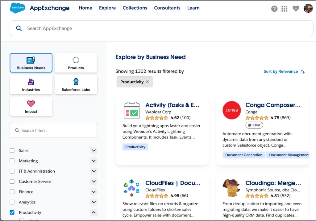 Applications Salesforce AppExchange