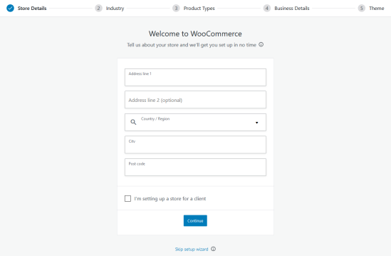 Assistant de configuration de WooCommerce