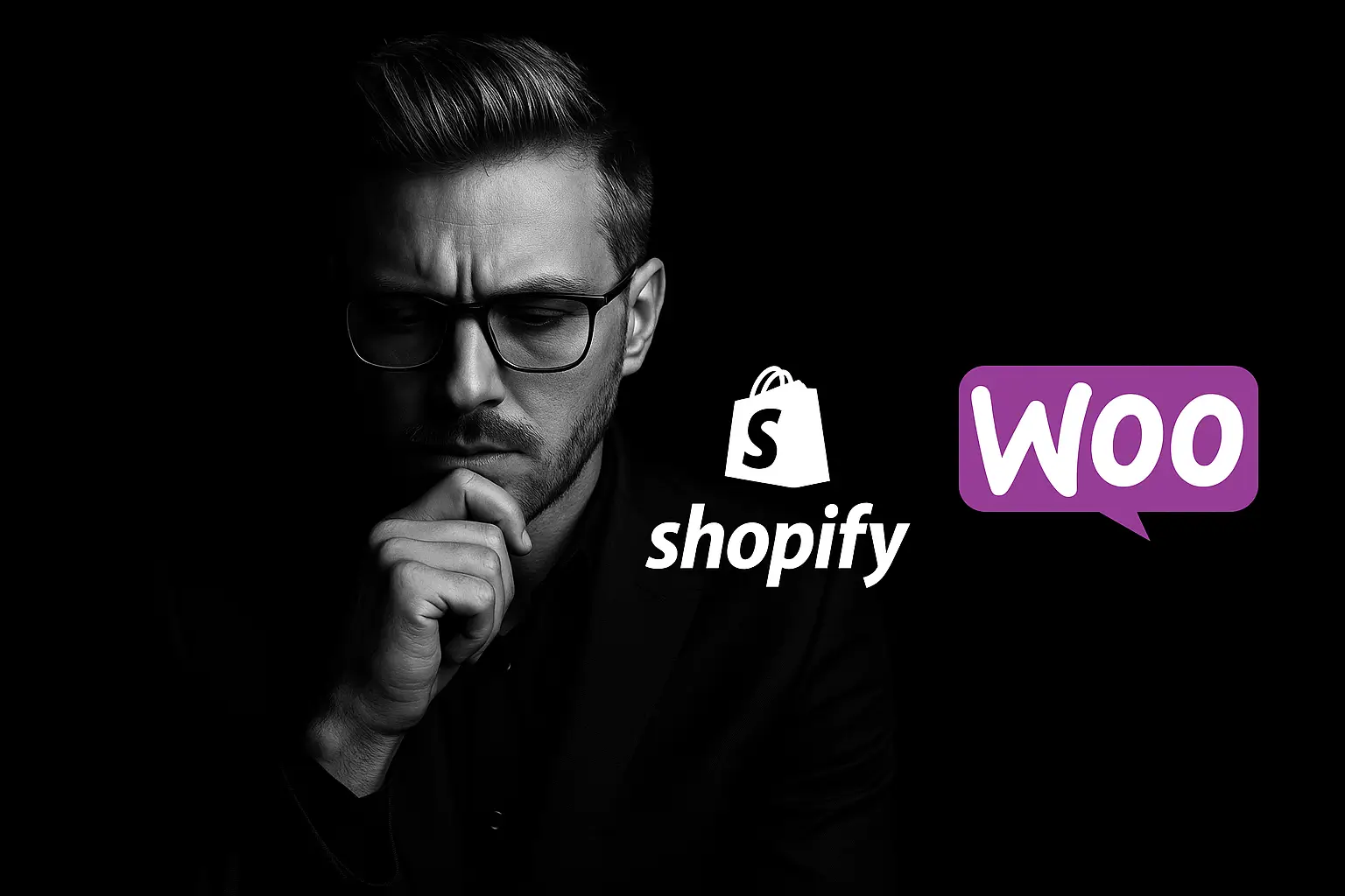 Homme choisissant entre Shopify vs WooCommerce